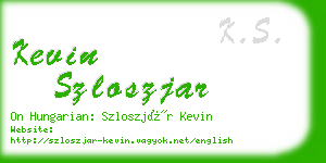 kevin szloszjar business card